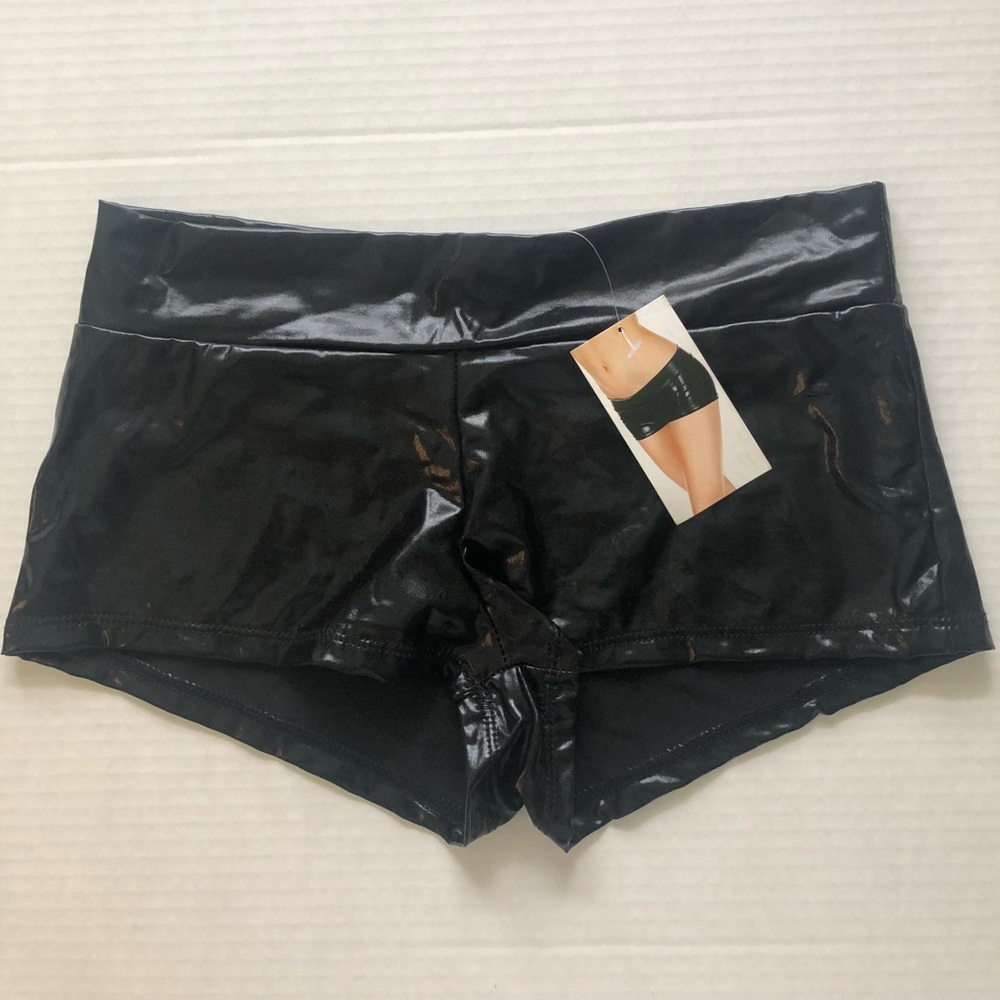 Body Rage Wet Look Booty Shorts Faux Leather Small